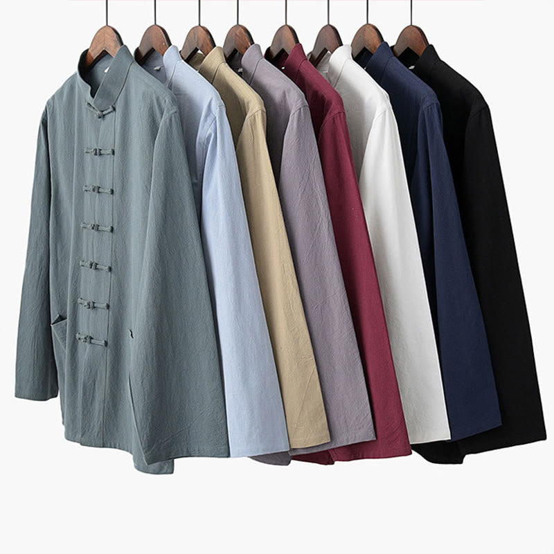Buddha Stones Tang Frog-Button Long Sleeve Shirt Cotton Men's Clothing - image 12
