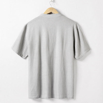 Buddha Stones Loose Men's Shirt Solid Color Notched Neck Top Short Sleeve Comfy Button Breathable Cotton Linen Shirt - image 5