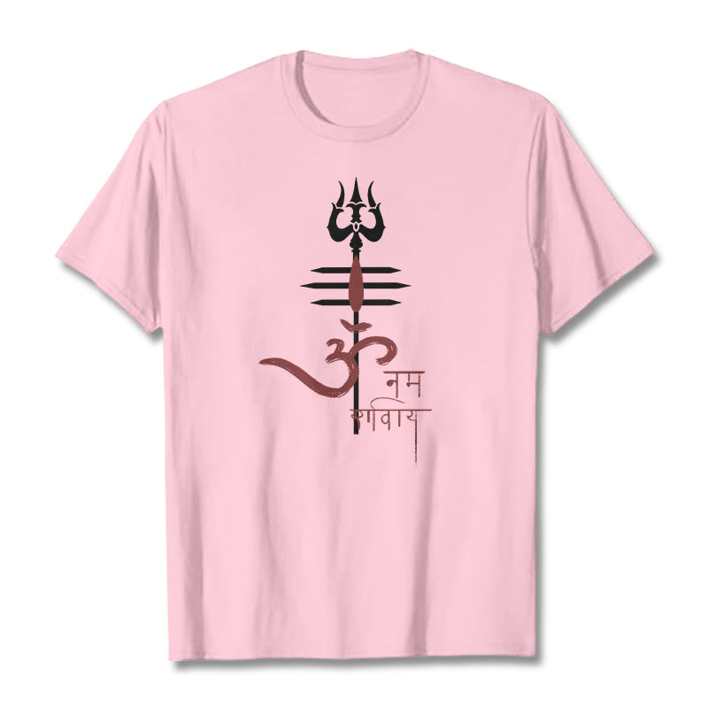 Foviel OM NAMAH SHIVAYEin Dreizack-Tee T-Shirt aus Baumwolle