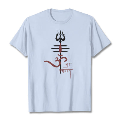 Foviel OM NAMAH SHIVAYEin Dreizack-Tee T-Shirt aus Baumwolle