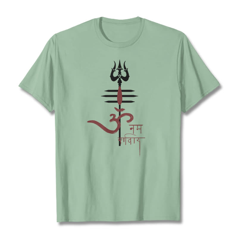 Foviel OM NAMAH SHIVAYEin Dreizack-Tee T-Shirt aus Baumwolle
