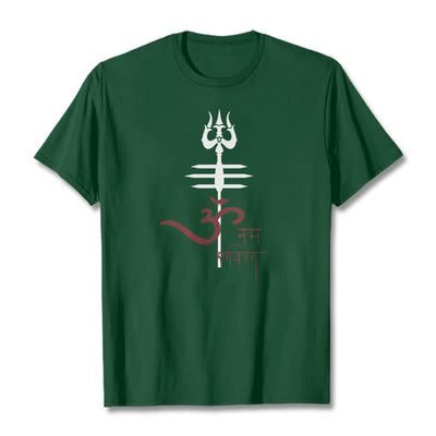 Foviel OM NAMAH SHIVAYEin Dreizack-Tee T-Shirt aus Baumwolle