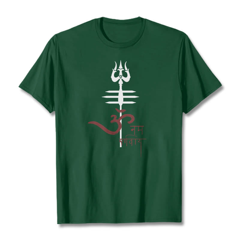 Foviel OM NAMAH SHIVAYEin Dreizack-Tee T-Shirt aus Baumwolle