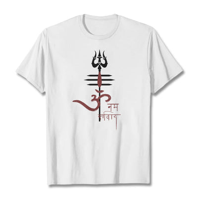 Foviel OM NAMAH SHIVAYEin Dreizack-Tee T-Shirt aus Baumwolle