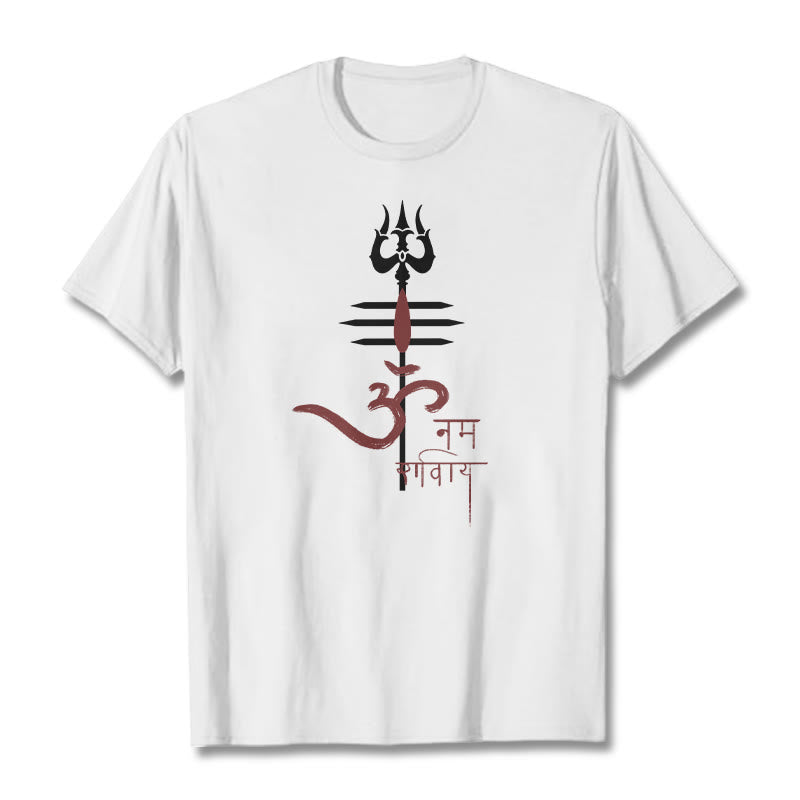 Foviel OM NAMAH SHIVAYEin Dreizack-Tee T-Shirt aus Baumwolle
