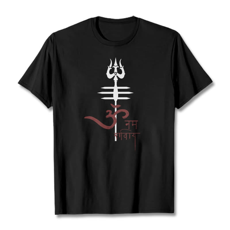 Foviel OM NAMAH SHIVAYEin Dreizack-Tee T-Shirt aus Baumwolle