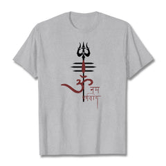 Foviel OM NAMAH SHIVAYEin Dreizack-Tee T-Shirt aus Baumwolle