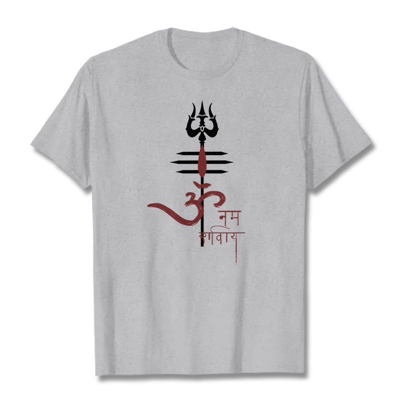 Foviel OM NAMAH SHIVAYEin Dreizack-Tee T-Shirt aus Baumwolle