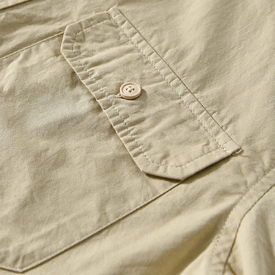 Foviel Men's Long Sleeve Turn-down Collar With Pocket Pure Color Casual Cotton Shirt