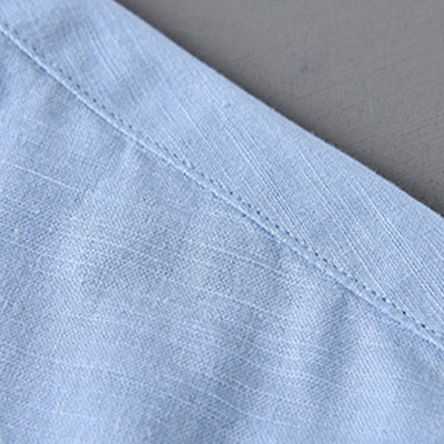 Buddha Stones Men's Long Sleeve Stand Collar With Pocket Pure Color Casual Cotton Linen Shirt - image 17