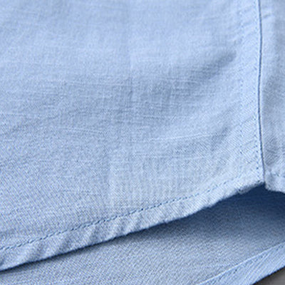 Buddha Stones Men's Long Sleeve Stand Collar With Pocket Pure Color Casual Cotton Linen Shirt - image 19