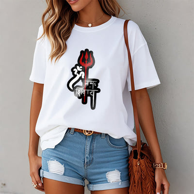 Foviel OM NAMAH SHIVAYA Red Trident Profile Cotton Tee T-shirt