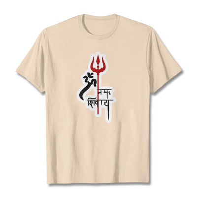 Foviel OM NAMAH SHIVAYA Red Trident Profile Cotton Tee T-shirt