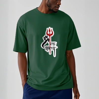 Foviel OM NAMAH SHIVAYA Red Trident Profile Cotton Tee T-shirt