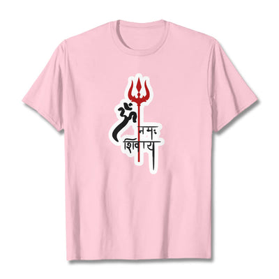 Foviel OM NAMAH SHIVAYA Red Trident Profile Cotton Tee T-shirt
