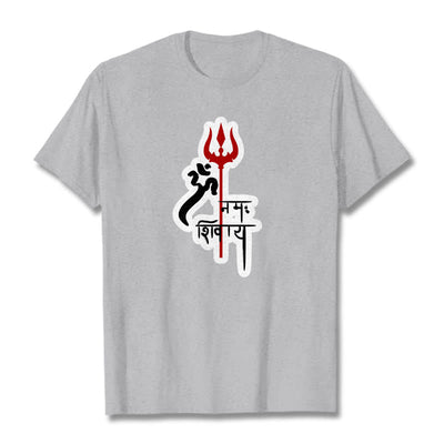 Foviel OM NAMAH SHIVAYA Red Trident Profile Cotton Tee T-shirt