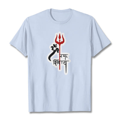 Foviel OM NAMAH SHIVAYA Red Trident Profile Cotton Tee T-shirt