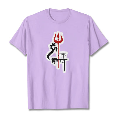 Foviel OM NAMAH SHIVAYA Red Trident Profile Cotton Tee T-shirt