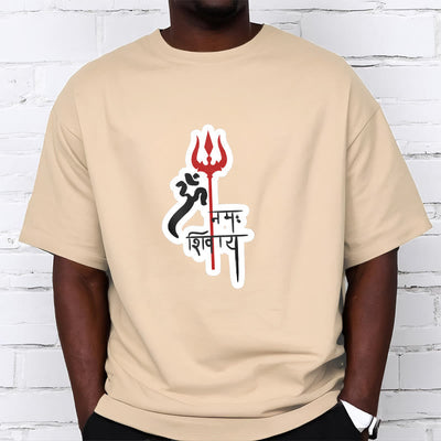Foviel OM NAMAH SHIVAYA Red Trident Profile Cotton Tee T-shirt
