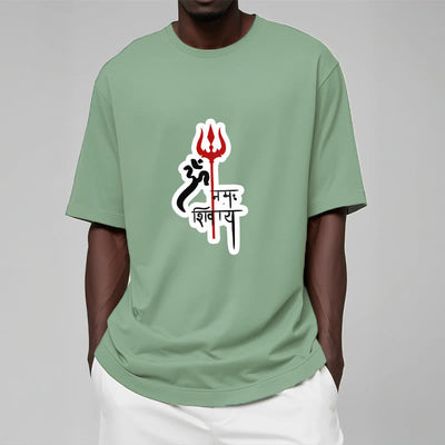 Foviel OM NAMAH SHIVAYA Red Trident Profile Cotton Tee T-shirt