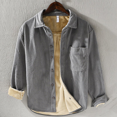 Buddha Stones Men's Long Sleeve Fleece Lined With Pocket Corduroy Comfortable Shirt - DarkGray - US/UK/AU40，EU50 (3XL) - image 10
