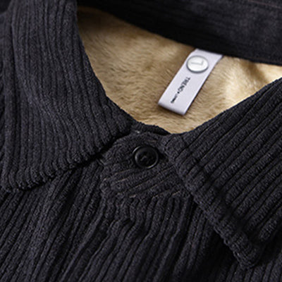 Buddha Stones Men's Long Sleeve Fleece Lined With Pocket Corduroy Comfortable Shirt - image 18