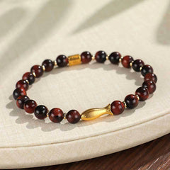 Bracelet Foviel en œil de tigre et motif poisson koï, symbole de courage