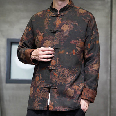 Buddha Stones Frog-Button Chinese Tang Suit Long Shirt Cotton Men Jacket Clothing - image 5