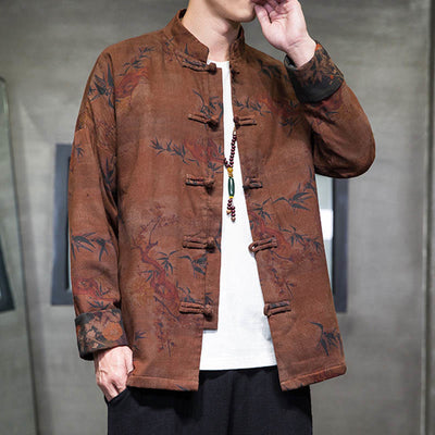 Buddha Stones Frog-Button Chinese Tang Suit Long Shirt Cotton Men Jacket Clothing - image 15