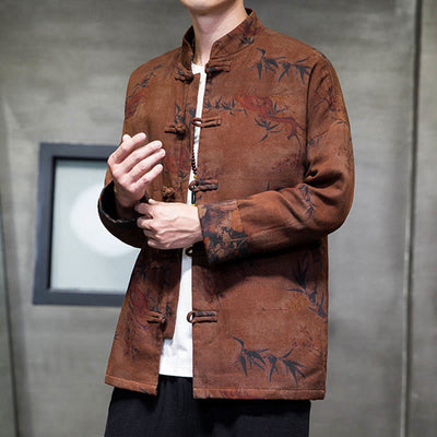 Buddha Stones Frog-Button Chinese Tang Suit Long Shirt Cotton Men Jacket Clothing - image 19