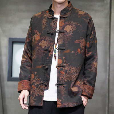 Buddha Stones Frog-Button Chinese Tang Suit Long Shirt Cotton Men Jacket Clothing - image 6