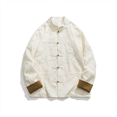 Buddha Stones Tang Suit Casual Frog-button Long Sleeve Nylon Men's Jacket Shirt Clothing - image 17