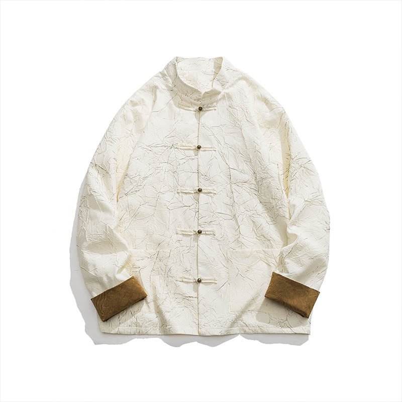 Buddha Stones Tang Suit Casual Frog-button Long Sleeve Nylon Men's Jacket Shirt Clothing - image 17