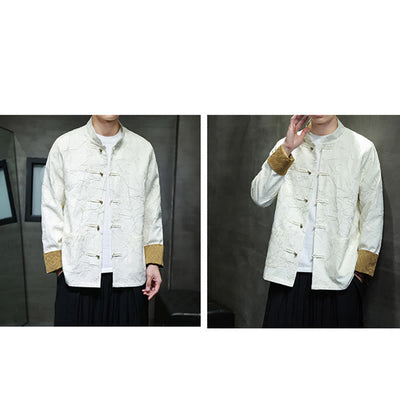 Buddha Stones Tang Suit Casual Frog-button Long Sleeve Nylon Men's Jacket Shirt Clothing - image 16