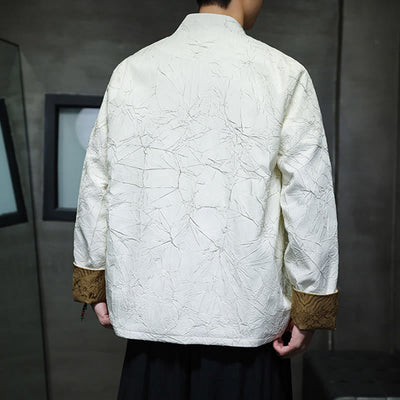 Buddha Stones Tang Suit Casual Frog-button Long Sleeve Nylon Men's Jacket Shirt Clothing - image 10