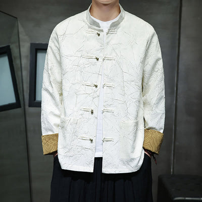 Buddha Stones Tang Suit Casual Frog-button Long Sleeve Nylon Men's Jacket Shirt Clothing - image 13