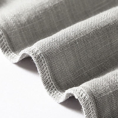 Buddha Stones Loose Men's Shirt Solid Color Notched Neck Top Short Sleeve Comfy Button Breathable Cotton Linen Shirt - image 14