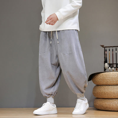 Buddha Stones Casual Plain Cotton Men's Harem Pants With Pockets - image 3