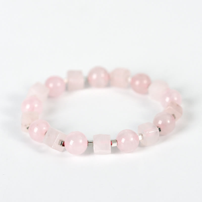 Buddha Stones Various Crystals Black Obsidian Purification Bracelet Bracelet BS Pink Crystal(Wrist Circumference: 14-16cm)