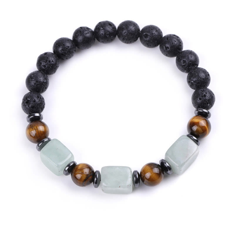 Bracelet calme en pierre de lave et cristaux variés Foviel