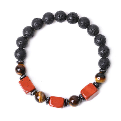 Bracelet calme en pierre de lave et cristaux variés Foviel