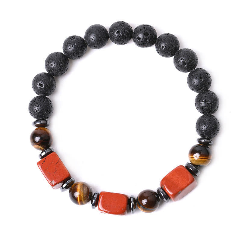 Bracelet calme en pierre de lave et cristaux variés Foviel