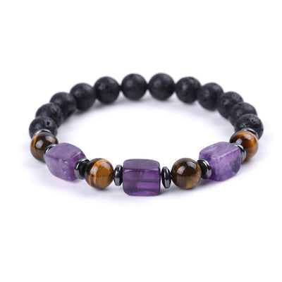 Bracelet calme en pierre de lave et cristaux variés Foviel