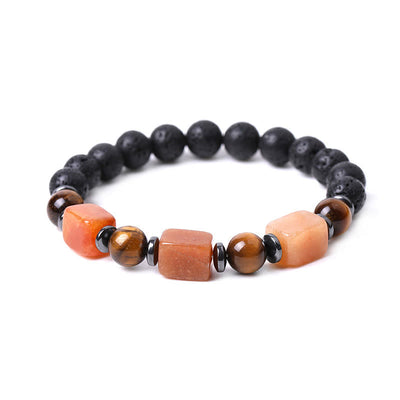 Bracelet calme en pierre de lave et cristaux variés Foviel