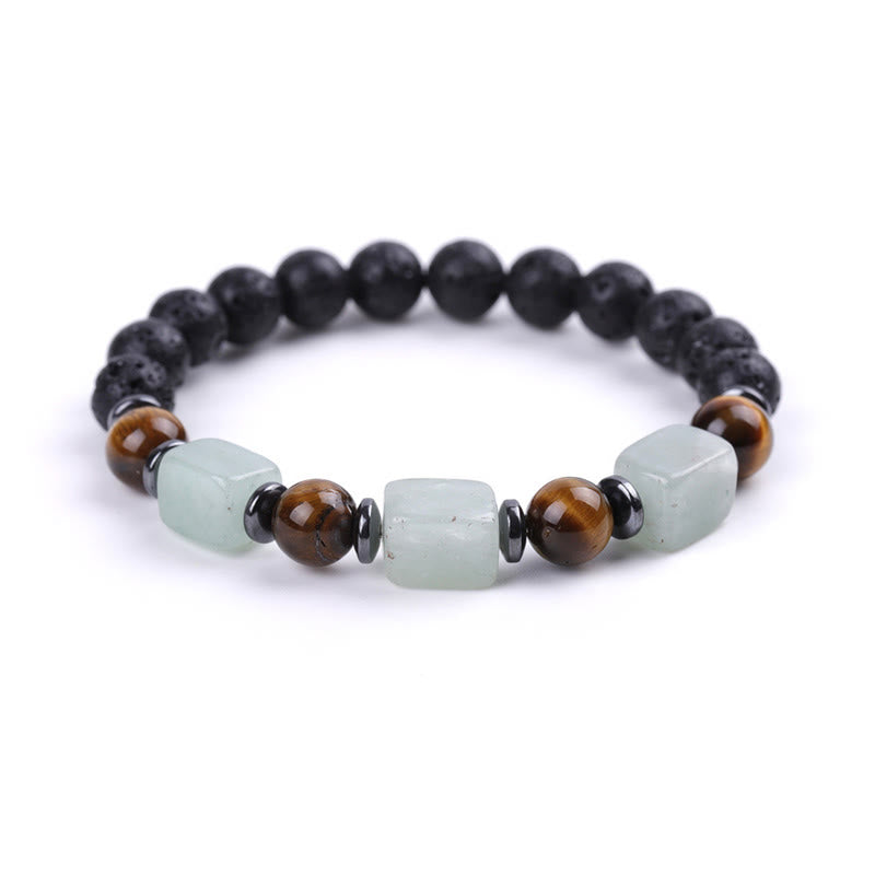 Bracelet calme en pierre de lave et cristaux variés Foviel
