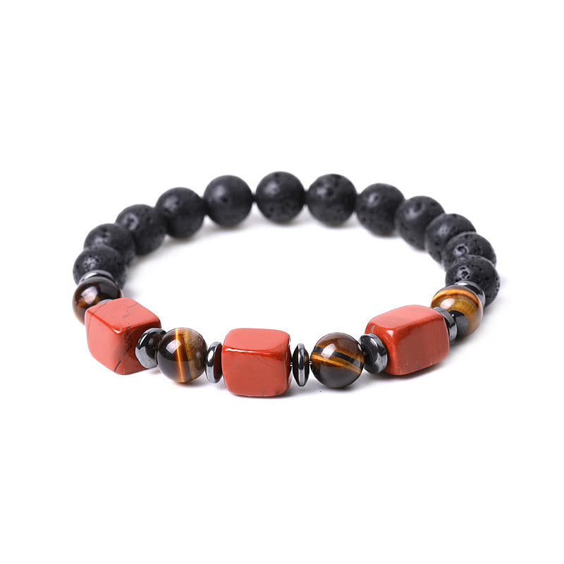 Bracelet calme en pierre de lave et cristaux variés Foviel
