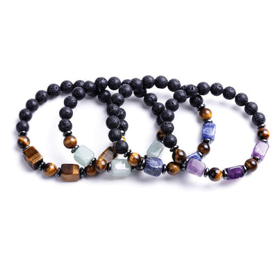 Bracelet calme en pierre de lave et cristaux variés Foviel