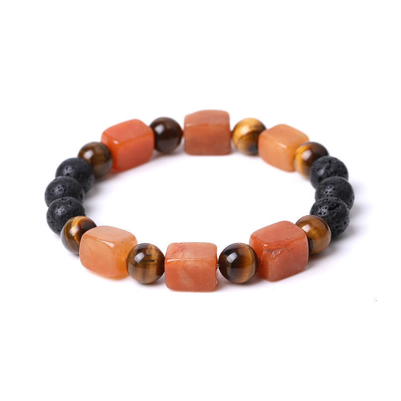 Foviel Various Crystals Cube Amethyst Lava Rock Support Bracelet
