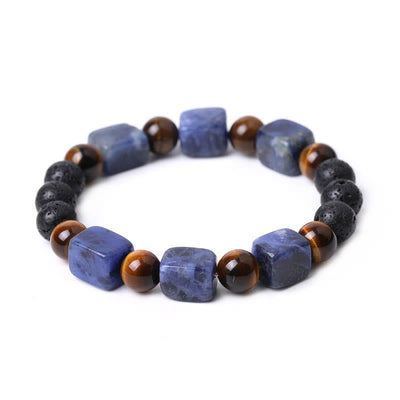 Foviel Various Crystals Cube Amethyst Lava Rock Support Bracelet