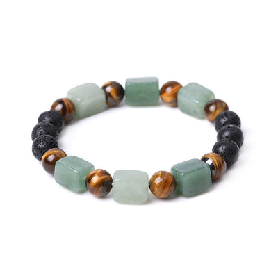 Foviel Various Crystals Cube Amethyst Lava Rock Support Bracelet